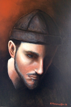 Selfportrait with beret by Petros S. Papapostolou