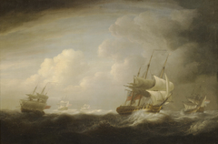 Ships in a Gale by Nicholas Pocock