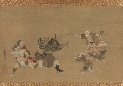 Shoki Fighting for a Courtesan by Kaigetsudō Ando