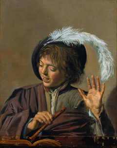 Singing boy with a flute by Frans Hals