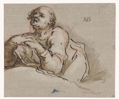 Studie van een biddende man (Petrus?) by Hendrick Goltzius