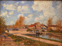 The Bourgogne Lock at Moret, Spring by Alfred Sisley