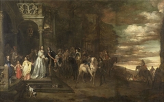 The Leavetaking of Captain Hendrik de Sandra (1619-1707), sent off by his Wife and Children by Pieter van Anraedt