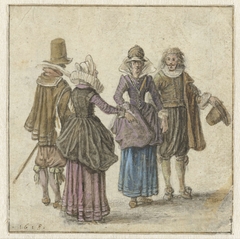 Twee elegante paren by Adriaen Pietersz. van de Venne