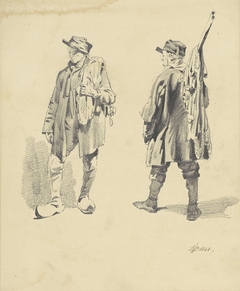 Twee studies van een staande man by Pieter van Loon