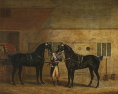 Two Carriage Horses in a Stable by Francis Sartorius