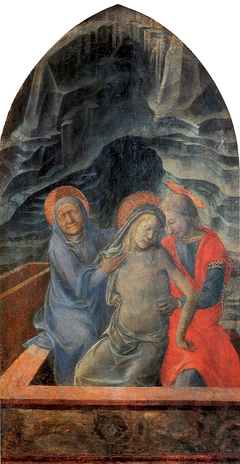 Dead Christ Supported By Mary and St. John The Evangelist by Filippo Lippi