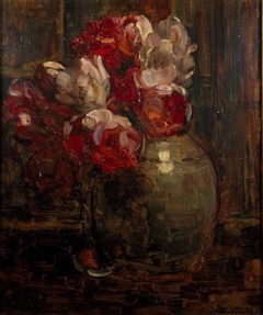 Ginger jar with tulips by Floris Verster