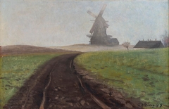 Foggy landscape with Mogenstrup Mill (1889) by Laurits Andersen Ring