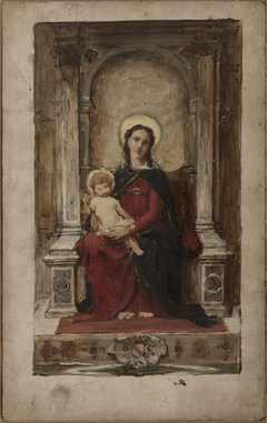 Vierge à l'Enfant, esquisse pour un tableau d'autel destiné à la chapelle des ducs de Beaufort-Spontin au château de Petchau (Bohême) by François-Alfred Delobbe