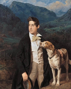 Waldmüller's Son Ferdinand with Dog by Ferdinand Georg Waldmüller