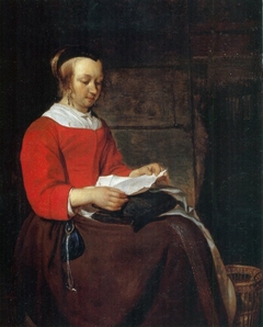 Young Woman Seated in an Interior, Reading a Letter by Gabriël Metsu