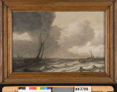 Zeilschepen op een ruwe zee by Pieter Mulier the Elder