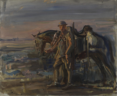 A Canadian Trooper and his Horse by Alfred Munnings