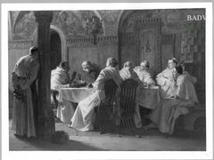 A guest at the ecclesiastical dinner table by Eduard von Grützner