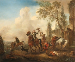 A Hawking Party setting out by Philips Wouwerman