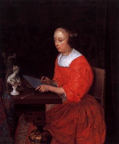 A Lady Drawing by Eglon van der Neer