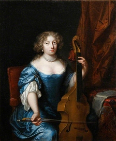 A Lady playing a Viola da Gamba by Caspar Netscher