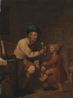 A Peasant Giving his Son Something to Drink by Peter Cramer