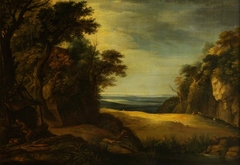 A Rocky Landscape with a Hermit by Johann Heinrich Müntz