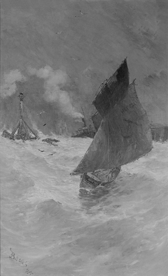 A Rough Day—Harbor of Honfleur by Frank Myers Boggs