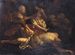 A Sleeping Shepherd Discovered by Two Women by Benedetto Gennari II