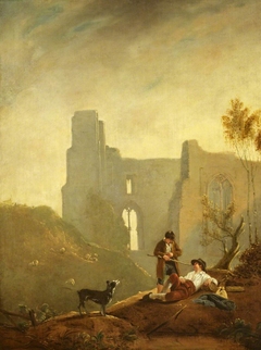 A Sleeping Shepherd with Ruins of Kenilworth Castle (after Callcott) by Octavius Oakley