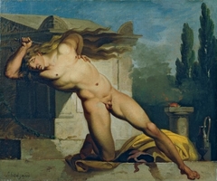 Adrastos slays himself on Atys' tomb by Nicolai Abildgaard