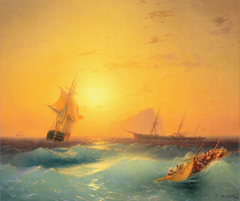 American Shipping off the Rock of Gibraltar by Ivan Aivazovsky