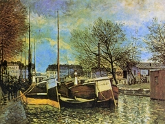 Barges on the Canal Saint-Martin by Alfred Sisley