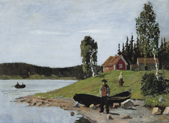 Bay with Boat and House by Edvard Munch