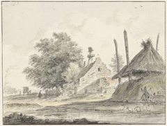 Boerderij en een hooiberg by Hendrik Spilman