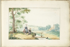 Boerenvrouw en kind in een landschap by Gesina ter Borch