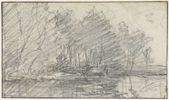 Bomen aan een vaart by Willem Roelofs I