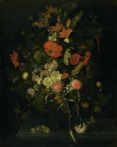 Bouquet of Flowers in a Glass Vase by Maria van Oosterwijck