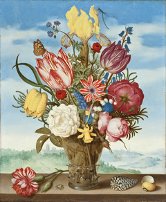 Bouquet of Flowers on a Ledge by Ambrosius Bosschaert