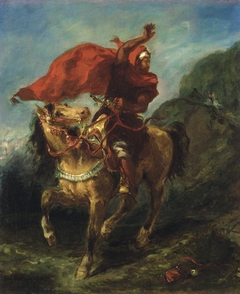 Cavalier arabe donnant un signal by Eugène Delacroix