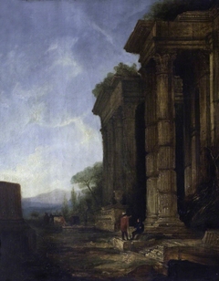 Classical Ruins with Figures by Anonymous