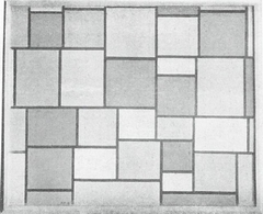 Composition with color planes and gray lines 3 by Piet Mondrian