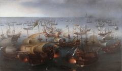 Day seven of the battle with the Armada, 7 August 1588. by Hendrick Cornelisz Vroom