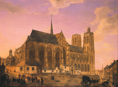 De kerk van St-Gudule te Brussel by Frans Vervloet