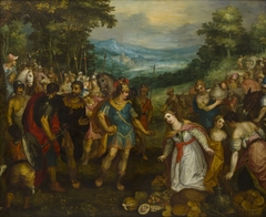 De ontmoeting tussen David en Abigail by Hans Rottenhammer