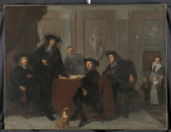 De regenten van het Leprozenhuis by Jacob Ochtervelt