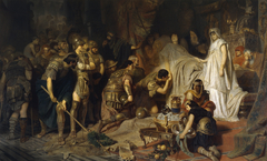 Dying, Alexander the Great bids farewell to his army by Karl von Piloty