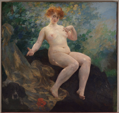 En été, Femme au chien by Alfred Philippe Roll