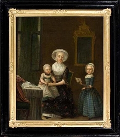 Familieportret van Neeltje Zijlstra en haar kinderen, Hanna en Anna by Friedrich Ludwig Hauck