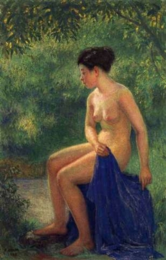 Female nude by water's edge by Okada Saburosuke