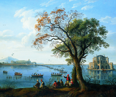 Ferdinand IV. hunting coots at lake Fusaro by Jacob Philipp Hackert