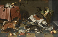 Fight between cats and dogs by Nicasius Bernaerts