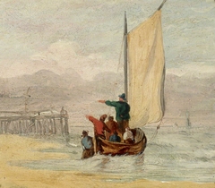 Fishing-boat off a Jetty by attributed to Joseph Stannard